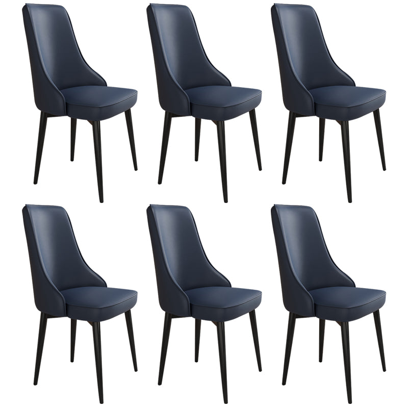Glam Style Side Chair Upholstered Dining Chair for Dining Room Dark Blue 6 Piece Set Black Clearhalo 'Dining Chairs' 'Dining Tables & Seating' 'dining_chair' 'furn' 'furn_dining_chair' 'Furniture' 'Kitchen & Dining Furniture' 7029246