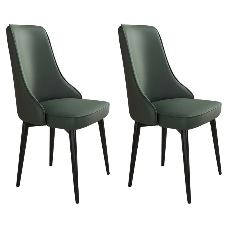 Glam Style Side Chair Upholstered Dining Chair for Dining Room Blackish Green 2 Piece Set Black Clearhalo 'Dining Chairs' 'Dining Tables & Seating' 'dining_chair' 'furn' 'furn_dining_chair' 'Furniture' 'Kitchen & Dining Furniture' 7029249