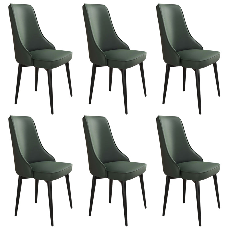 Glam Style Side Chair Upholstered Dining Chair for Dining Room Blackish Green 6 Piece Set Black Clearhalo 'Dining Chairs' 'Dining Tables & Seating' 'dining_chair' 'furn' 'furn_dining_chair' 'Furniture' 'Kitchen & Dining Furniture' 7029251