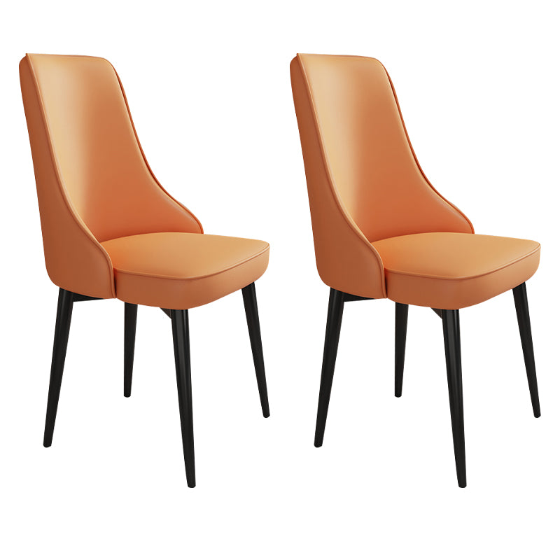 Glam Style Side Chair Upholstered Dining Chair for Dining Room Orange 2 Piece Set Black Clearhalo 'Dining Chairs' 'Dining Tables & Seating' 'dining_chair' 'furn' 'furn_dining_chair' 'Furniture' 'Kitchen & Dining Furniture' 7029254