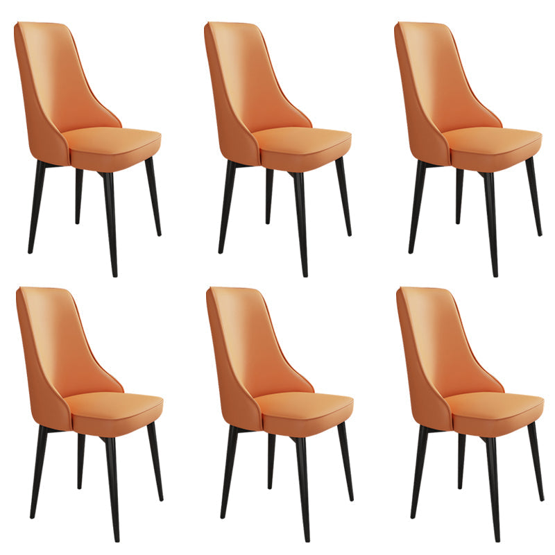 Glam Style Side Chair Upholstered Dining Chair for Dining Room Orange 6 Piece Set Black Clearhalo 'Dining Chairs' 'Dining Tables & Seating' 'dining_chair' 'furn' 'furn_dining_chair' 'Furniture' 'Kitchen & Dining Furniture' 7029256