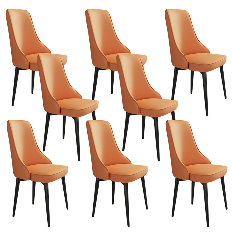 Glam Style Side Chair Upholstered Dining Chair for Dining Room Orange 8 Piece Set Black Clearhalo 'Dining Chairs' 'Dining Tables & Seating' 'dining_chair' 'furn' 'furn_dining_chair' 'Furniture' 'Kitchen & Dining Furniture' 7029257