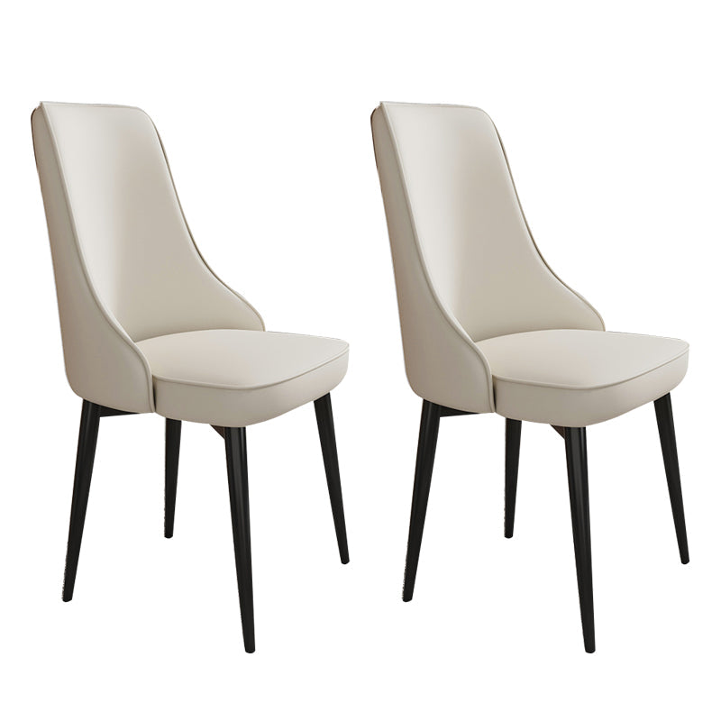 Glam Style Side Chair Upholstered Dining Chair for Dining Room Off-White 2 Piece Set Black Clearhalo 'Dining Chairs' 'Dining Tables & Seating' 'dining_chair' 'furn' 'furn_dining_chair' 'Furniture' 'Kitchen & Dining Furniture' 7029264