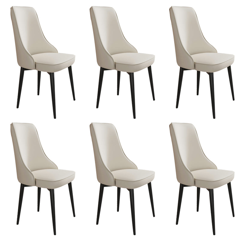 Glam Style Side Chair Upholstered Dining Chair for Dining Room Off-White 6 Piece Set Black Clearhalo 'Dining Chairs' 'Dining Tables & Seating' 'dining_chair' 'furn' 'furn_dining_chair' 'Furniture' 'Kitchen & Dining Furniture' 7029266