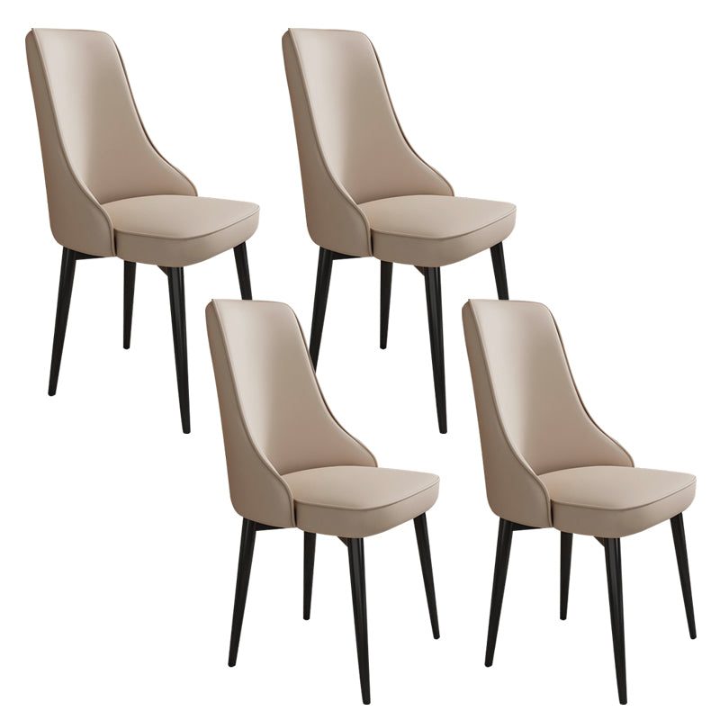 Glam Style Side Chair Upholstered Dining Chair for Dining Room Khaki 4 Piece Set Black Clearhalo 'Dining Chairs' 'Dining Tables & Seating' 'dining_chair' 'furn' 'furn_dining_chair' 'Furniture' 'Kitchen & Dining Furniture' 7029270