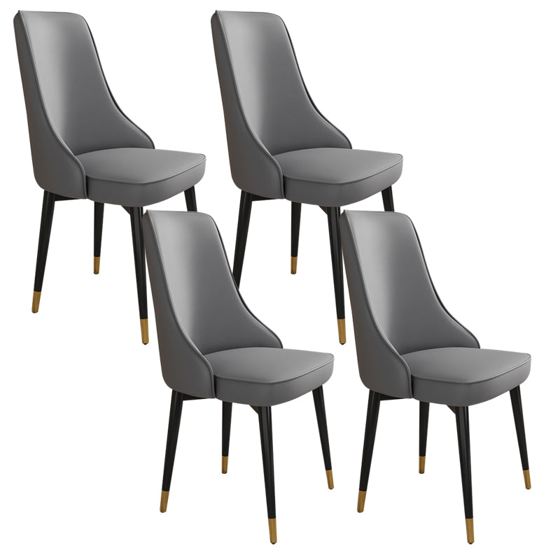 Glam Style Side Chair Upholstered Dining Chair for Dining Room Dark Gray 4 Piece Set Black Gold Clearhalo 'Dining Chairs' 'Dining Tables & Seating' 'dining_chair' 'furn' 'furn_dining_chair' 'Furniture' 'Kitchen & Dining Furniture' 7029280
