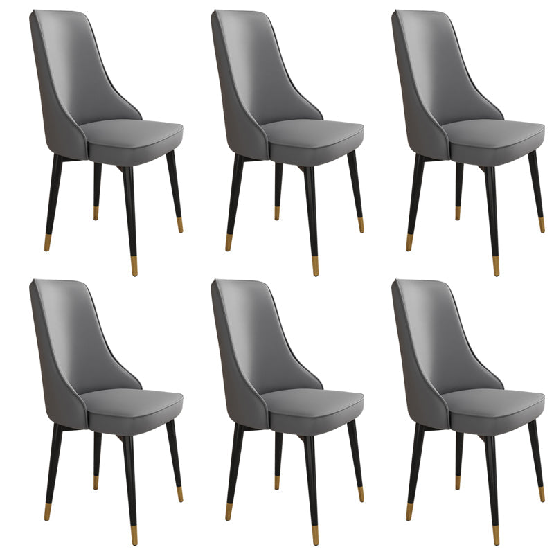Glam Style Side Chair Upholstered Dining Chair for Dining Room Dark Gray 6 Piece Set Black Gold Clearhalo 'Dining Chairs' 'Dining Tables & Seating' 'dining_chair' 'furn' 'furn_dining_chair' 'Furniture' 'Kitchen & Dining Furniture' 7029281