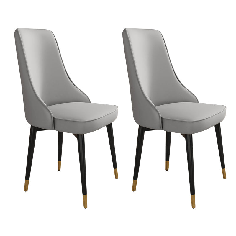 Glam Style Side Chair Upholstered Dining Chair for Dining Room Light Gray 2 Piece Set Black Gold Clearhalo 'Dining Chairs' 'Dining Tables & Seating' 'dining_chair' 'furn' 'furn_dining_chair' 'Furniture' 'Kitchen & Dining Furniture' 7029284
