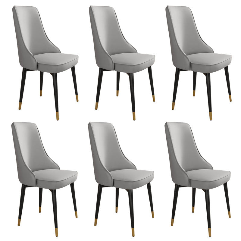 Glam Style Side Chair Upholstered Dining Chair for Dining Room Light Gray 6 Piece Set Black Gold Clearhalo 'Dining Chairs' 'Dining Tables & Seating' 'dining_chair' 'furn' 'furn_dining_chair' 'Furniture' 'Kitchen & Dining Furniture' 7029286