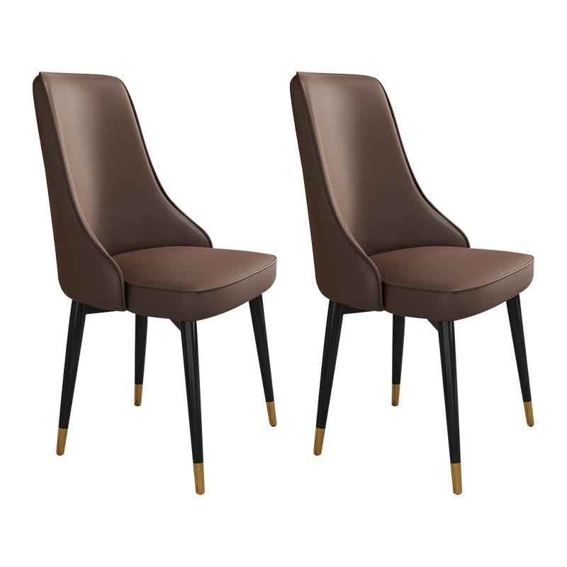 Glam Style Side Chair Upholstered Dining Chair for Dining Room Brown 2 Piece Set Black Gold Clearhalo 'Dining Chairs' 'Dining Tables & Seating' 'dining_chair' 'furn' 'furn_dining_chair' 'Furniture' 'Kitchen & Dining Furniture' 7029289