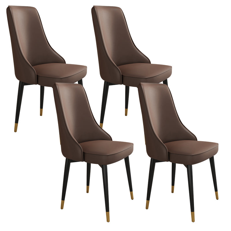 Glam Style Side Chair Upholstered Dining Chair for Dining Room Brown 4 Piece Set Black Gold Clearhalo 'Dining Chairs' 'Dining Tables & Seating' 'dining_chair' 'furn' 'furn_dining_chair' 'Furniture' 'Kitchen & Dining Furniture' 7029290