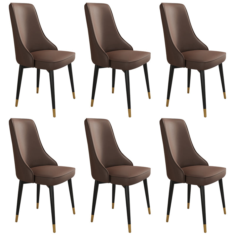 Glam Style Side Chair Upholstered Dining Chair for Dining Room Brown 6 Piece Set Black Gold Clearhalo 'Dining Chairs' 'Dining Tables & Seating' 'dining_chair' 'furn' 'furn_dining_chair' 'Furniture' 'Kitchen & Dining Furniture' 7029291