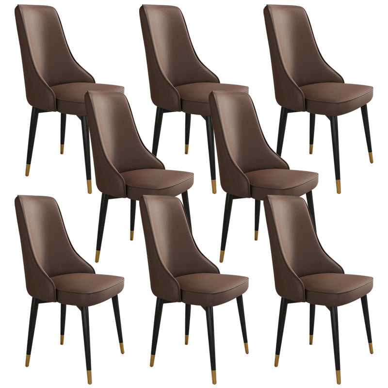 Glam Style Side Chair Upholstered Dining Chair for Dining Room Brown 8 Piece Set Black Gold Clearhalo 'Dining Chairs' 'Dining Tables & Seating' 'dining_chair' 'furn' 'furn_dining_chair' 'Furniture' 'Kitchen & Dining Furniture' 7029292