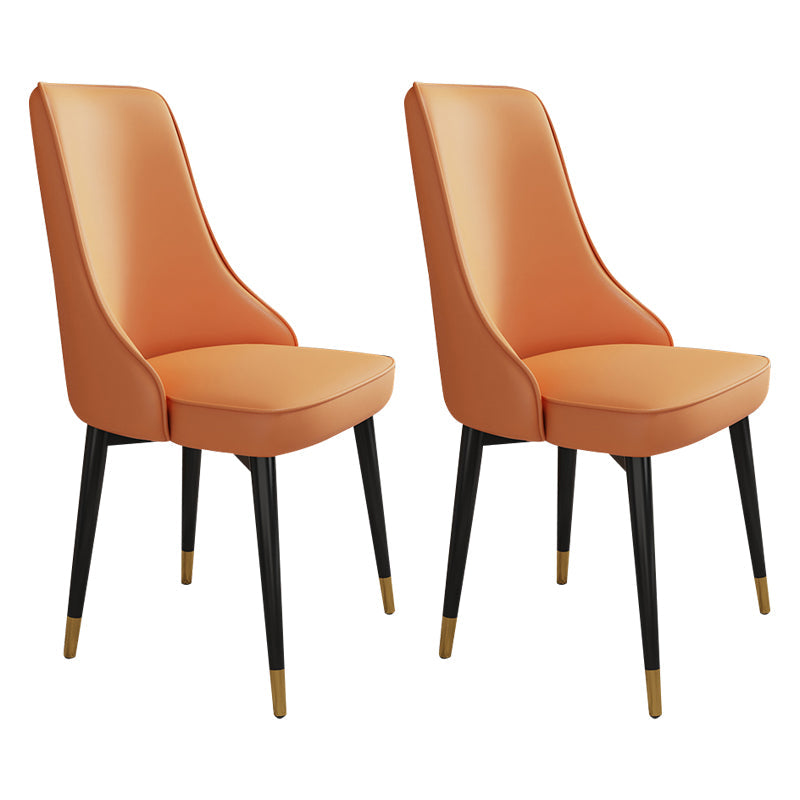 Glam Style Side Chair Upholstered Dining Chair for Dining Room Orange 2 Piece Set Black Gold Clearhalo 'Dining Chairs' 'Dining Tables & Seating' 'dining_chair' 'furn' 'furn_dining_chair' 'Furniture' 'Kitchen & Dining Furniture' 7029309