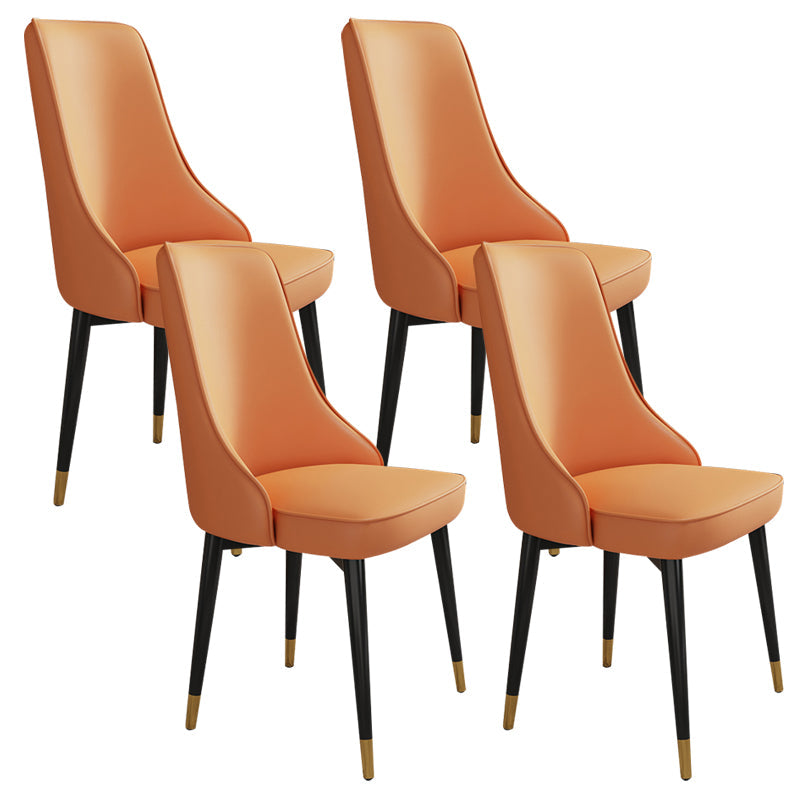 Glam Style Side Chair Upholstered Dining Chair for Dining Room Orange 4 Piece Set Black Gold Clearhalo 'Dining Chairs' 'Dining Tables & Seating' 'dining_chair' 'furn' 'furn_dining_chair' 'Furniture' 'Kitchen & Dining Furniture' 7029310