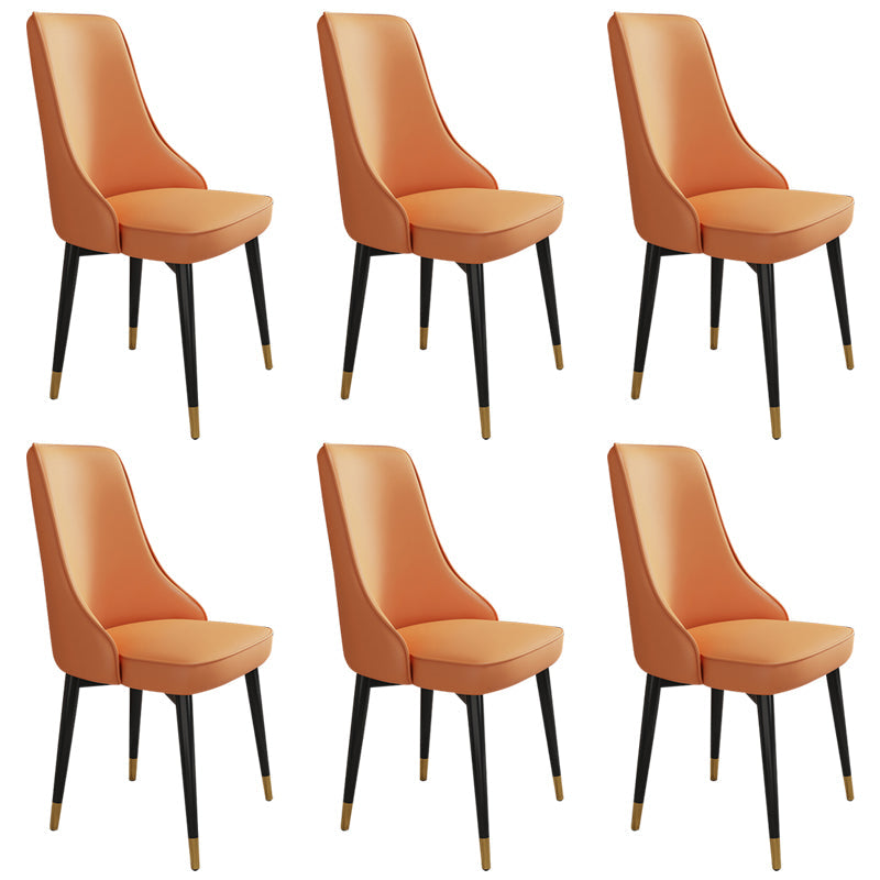 Glam Style Side Chair Upholstered Dining Chair for Dining Room Orange 6 Piece Set Black Gold Clearhalo 'Dining Chairs' 'Dining Tables & Seating' 'dining_chair' 'furn' 'furn_dining_chair' 'Furniture' 'Kitchen & Dining Furniture' 7029311