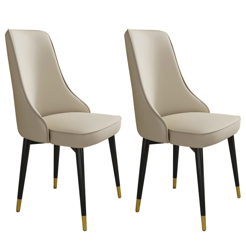 Glam Style Side Chair Upholstered Dining Chair for Dining Room Beige 2 Piece Set Black Gold Clearhalo 'Dining Chairs' 'Dining Tables & Seating' 'dining_chair' 'furn' 'furn_dining_chair' 'Furniture' 'Kitchen & Dining Furniture' 7029314