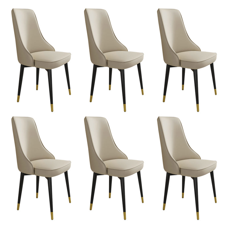 Glam Style Side Chair Upholstered Dining Chair for Dining Room Beige 6 Piece Set Black Gold Clearhalo 'Dining Chairs' 'Dining Tables & Seating' 'dining_chair' 'furn' 'furn_dining_chair' 'Furniture' 'Kitchen & Dining Furniture' 7029316
