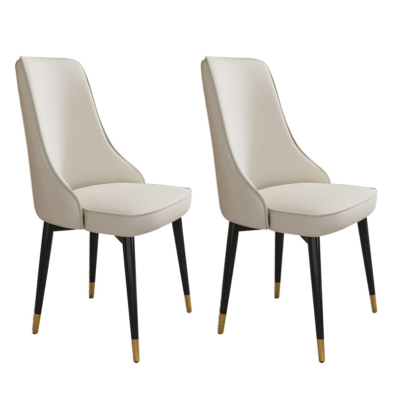 Glam Style Side Chair Upholstered Dining Chair for Dining Room Off-White 2 Piece Set Black Gold Clearhalo 'Dining Chairs' 'Dining Tables & Seating' 'dining_chair' 'furn' 'furn_dining_chair' 'Furniture' 'Kitchen & Dining Furniture' 7029319