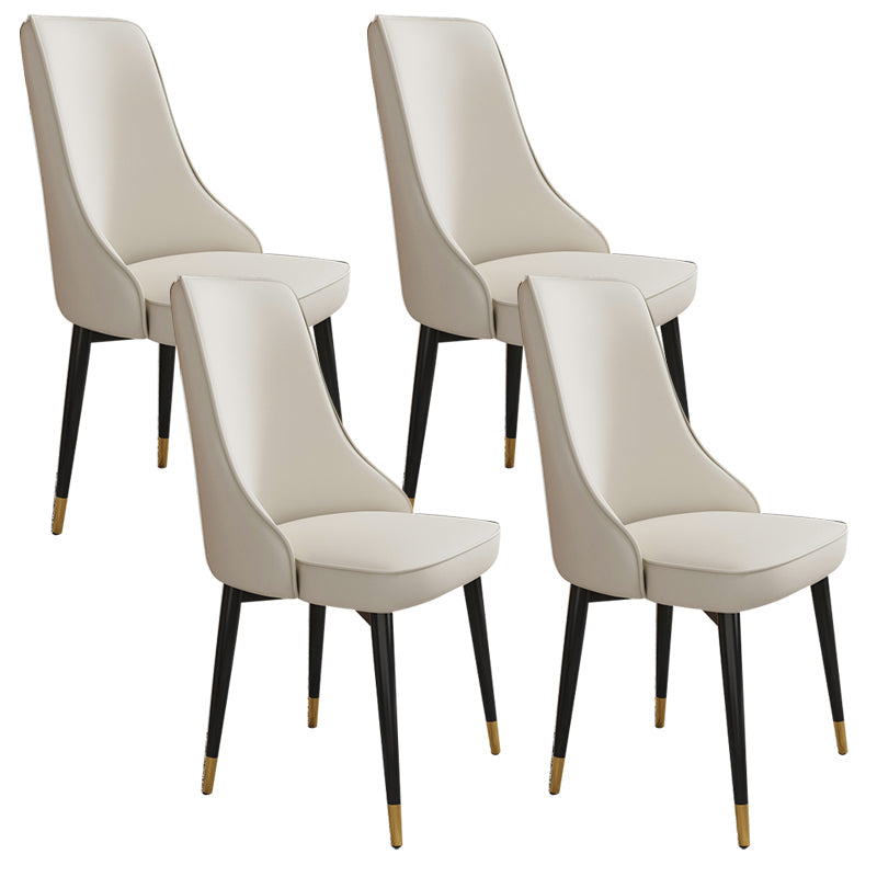Glam Style Side Chair Upholstered Dining Chair for Dining Room Off-White 4 Piece Set Black Gold Clearhalo 'Dining Chairs' 'Dining Tables & Seating' 'dining_chair' 'furn' 'furn_dining_chair' 'Furniture' 'Kitchen & Dining Furniture' 7029320