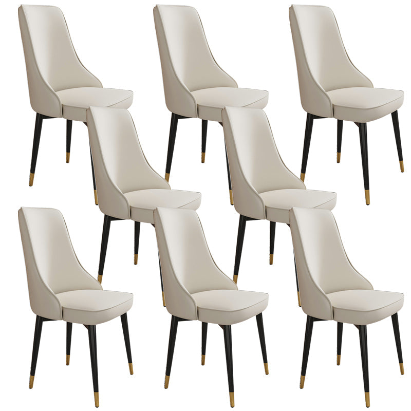 Glam Style Side Chair Upholstered Dining Chair for Dining Room Off-White 8 Piece Set Black Gold Clearhalo 'Dining Chairs' 'Dining Tables & Seating' 'dining_chair' 'furn' 'furn_dining_chair' 'Furniture' 'Kitchen & Dining Furniture' 7029322