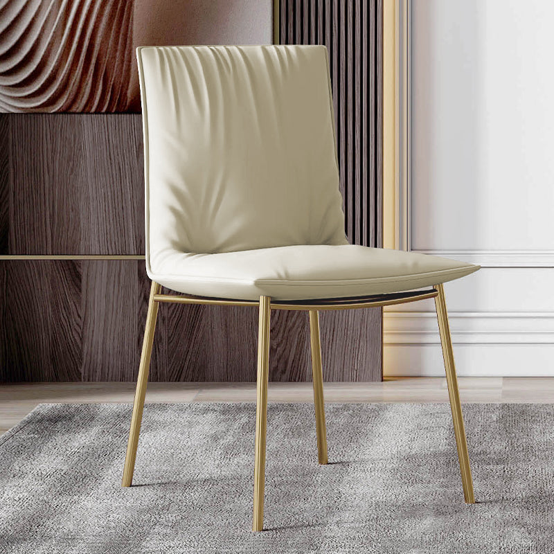 Glam Style Dining Chair Upholstered Side Chair for Living Room Off-White 1 Piece Brass Gold Clearhalo 'Dining Chairs' 'Dining Tables & Seating' 'dining_chair' 'furn' 'furn_dining_chair' 'Furniture' 'Kitchen & Dining Furniture' 7029396