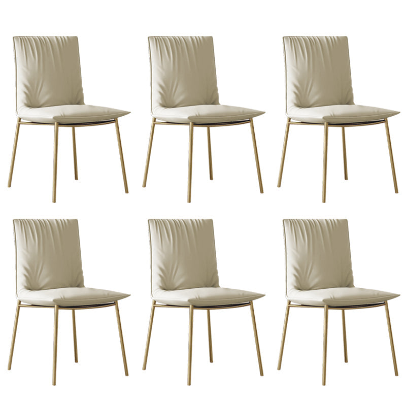 Glam Style Dining Chair Upholstered Side Chair for Living Room Off-White 6 Piece Set Brass Gold Clearhalo 'Dining Chairs' 'Dining Tables & Seating' 'dining_chair' 'furn' 'furn_dining_chair' 'Furniture' 'Kitchen & Dining Furniture' 7029399