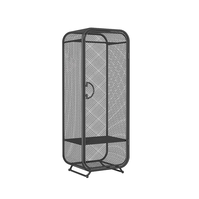 Contemporary Wardrobe Closet Metal Wardrobe Cabinet for Bedroom 24"L x 20"W x 67"H Black 1 Clearhalo 'Armoires & Wardrobes' 'armoires_wardrobes' 'Bedroom Furniture' 'furn' 'furn_armoires_wardrobes' 'Furniture' 7029516
