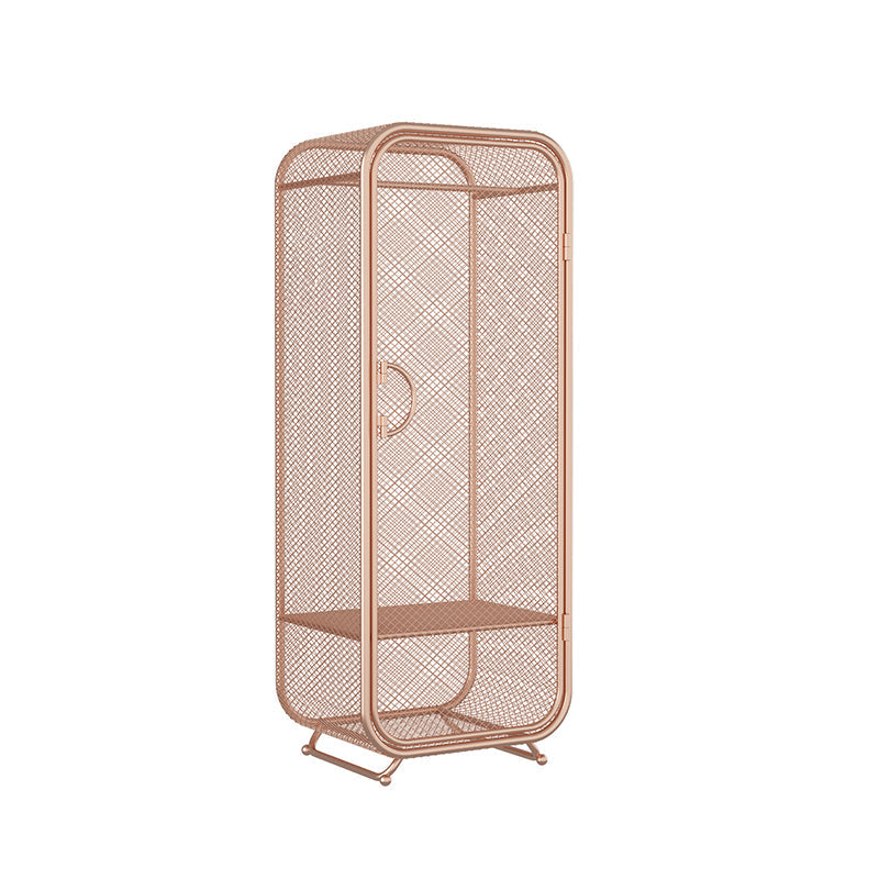 Contemporary Wardrobe Closet Metal Wardrobe Cabinet for Bedroom 24"L x 20"W x 67"H Rose Gold 1 Clearhalo 'Armoires & Wardrobes' 'armoires_wardrobes' 'Bedroom Furniture' 'furn' 'furn_armoires_wardrobes' 'Furniture' 7029527