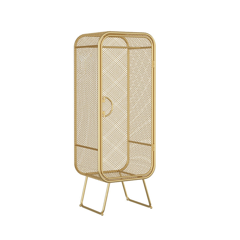 Contemporary Wardrobe Closet Metal Wardrobe Cabinet for Bedroom 24"L x 20"W x 67"H Gold Shelf Not Included Clearhalo 'Armoires & Wardrobes' 'armoires_wardrobes' 'Bedroom Furniture' 'furn' 'furn_armoires_wardrobes' 'Furniture' 7029528