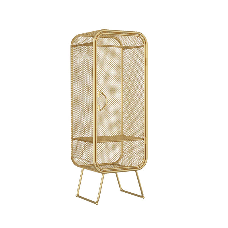 Contemporary Wardrobe Closet Metal Wardrobe Cabinet for Bedroom 24"L x 20"W x 67"H Light Gold 1 Clearhalo 'Armoires & Wardrobes' 'armoires_wardrobes' 'Bedroom Furniture' 'furn' 'furn_armoires_wardrobes' 'Furniture' 7029531