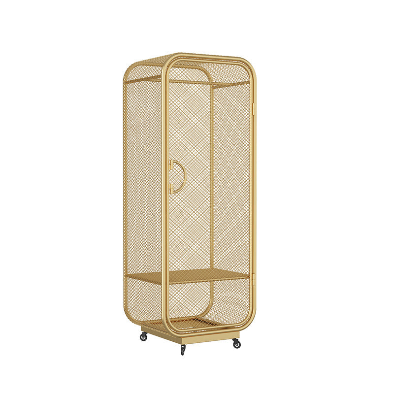 Contemporary Wardrobe Closet Metal Wardrobe Cabinet for Bedroom Gold 1 Clearhalo 'Armoires & Wardrobes' 'armoires_wardrobes' 'Bedroom Furniture' 'furn' 'furn_armoires_wardrobes' 'Furniture' 7029533