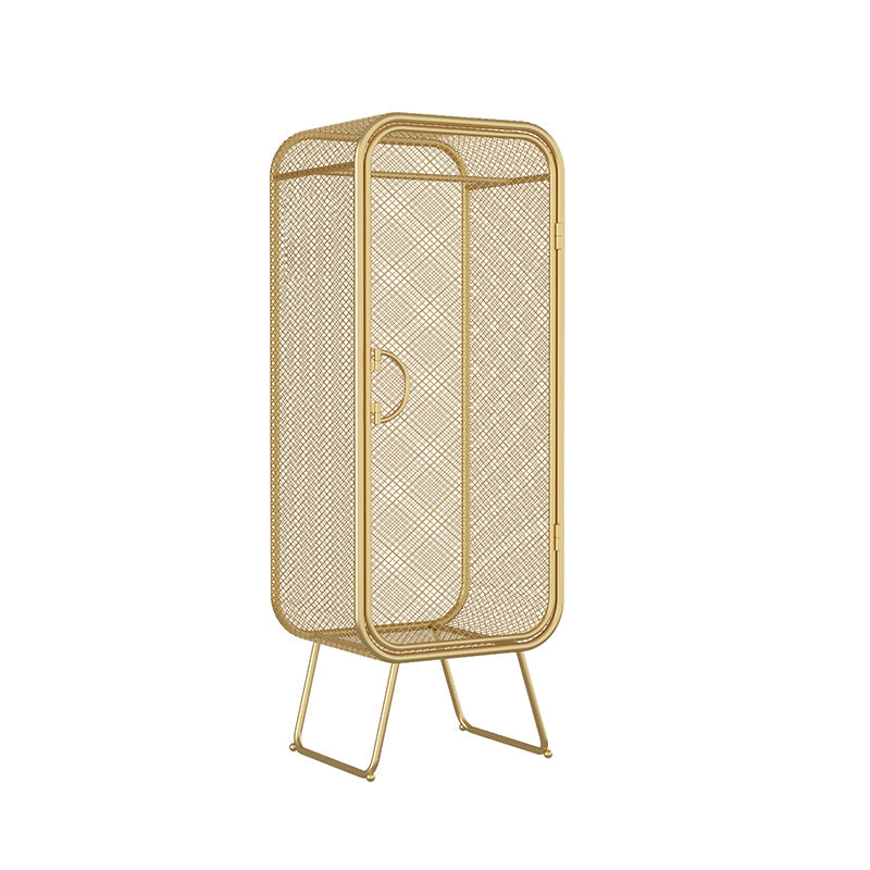 Contemporary Wardrobe Closet Metal Wardrobe Cabinet for Bedroom 24"L x 18"W x 59"H Gold Shelf Not Included Clearhalo 'Armoires & Wardrobes' 'armoires_wardrobes' 'Bedroom Furniture' 'furn' 'furn_armoires_wardrobes' 'Furniture' 7029534