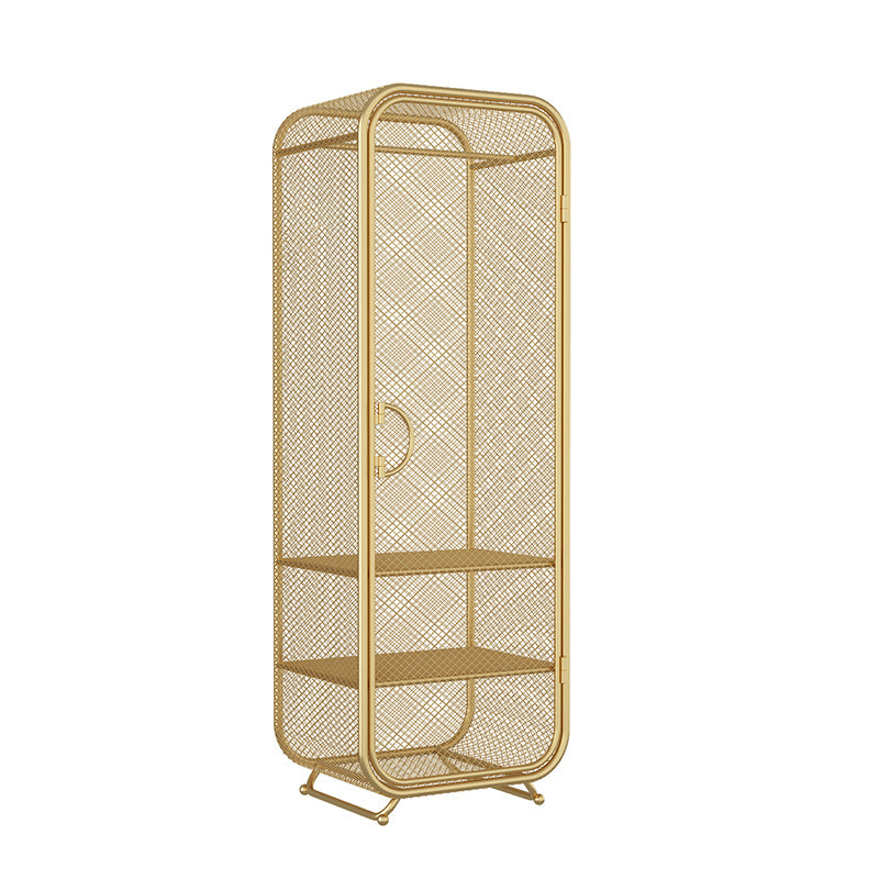 Contemporary Wardrobe Closet Metal Wardrobe Cabinet for Bedroom 24"L x 20"W x 75"H Light Gold 2 Clearhalo 'Armoires & Wardrobes' 'armoires_wardrobes' 'Bedroom Furniture' 'furn' 'furn_armoires_wardrobes' 'Furniture' 7029535