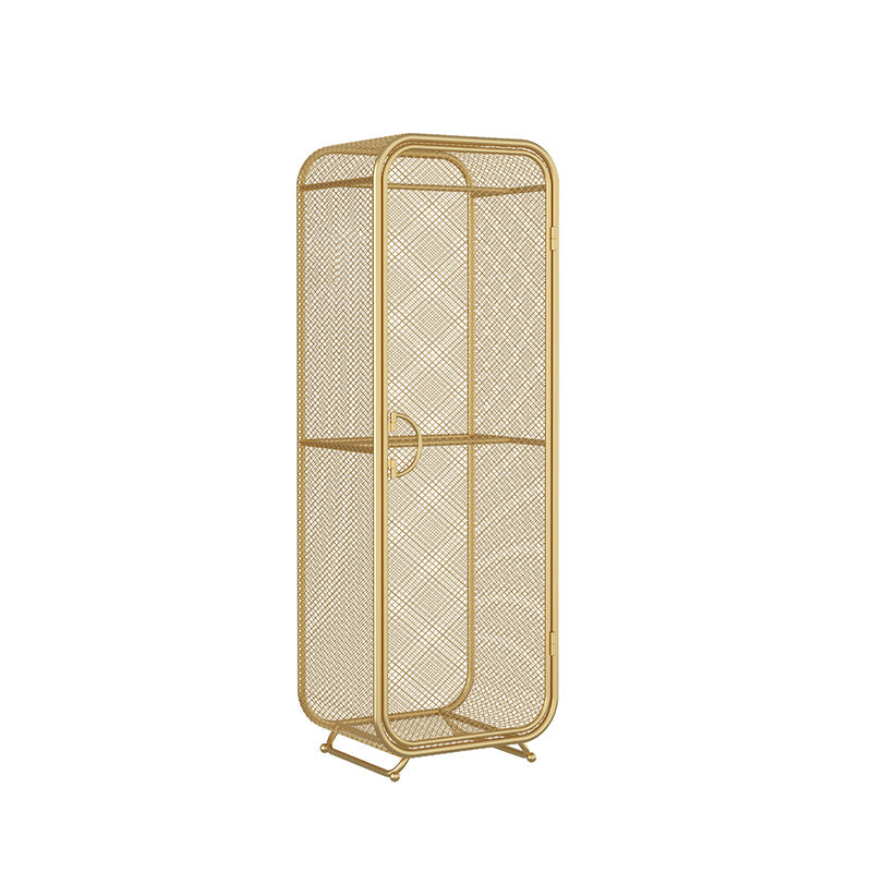 Contemporary Wardrobe Closet Metal Wardrobe Cabinet for Bedroom 24"L x 20"W x 75"H Light Gold 1 Clearhalo 'Armoires & Wardrobes' 'armoires_wardrobes' 'Bedroom Furniture' 'furn' 'furn_armoires_wardrobes' 'Furniture' 7029536