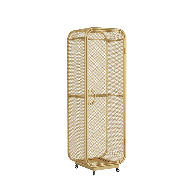 Contemporary Wardrobe Closet Metal Wardrobe Cabinet for Bedroom 24"L x 20"W x 75"H Gold 1 Clearhalo 'Armoires & Wardrobes' 'armoires_wardrobes' 'Bedroom Furniture' 'furn' 'furn_armoires_wardrobes' 'Furniture' 7029538