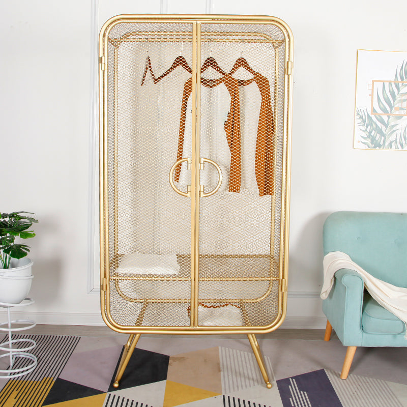 Contemporary Style Wardrobe Cabinet Metal Wardrobe Closet for Bedroom Clearhalo 'Armoires & Wardrobes' 'armoires_wardrobes' 'Bedroom Furniture' 'furn' 'furn_armoires_wardrobes' 'Furniture' 7029595