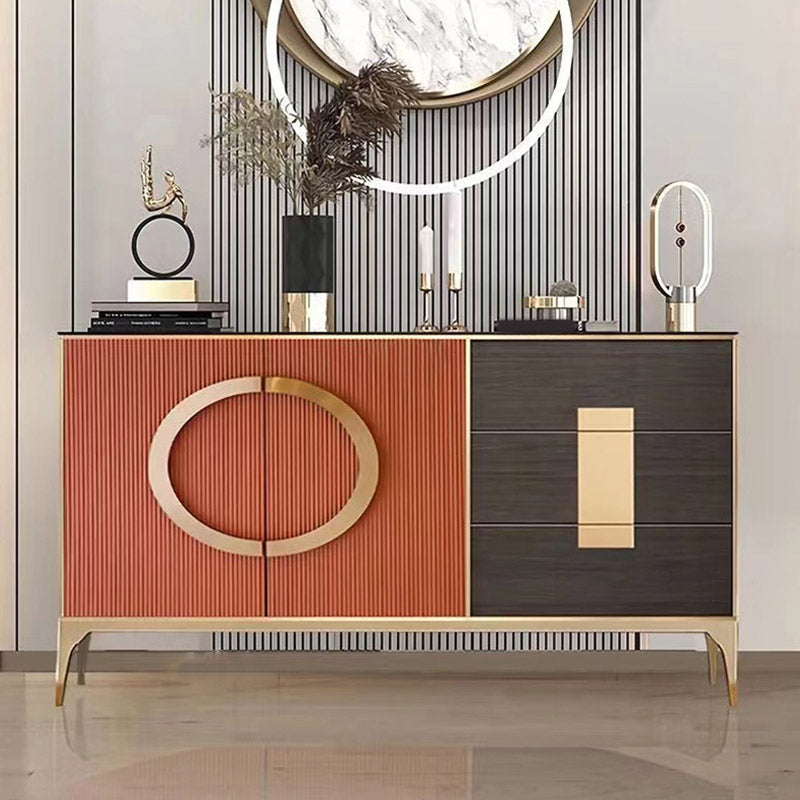 Credenza a scaffalatura regolabile con scheda laterale contemporanea con cassetti e armadi
