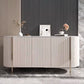 Stone Buffet Table Glam Style Buffet Sideboard Cabinet with Drawers and Cabinets 63"L x 16"W x 35"H White Clearhalo 'buffet_sideboard' 'Buffets & Sideboards' 'furn' 'furn_buffet_sideboard' 'Furniture' 'Kitchen & Dining Furniture' 7029737