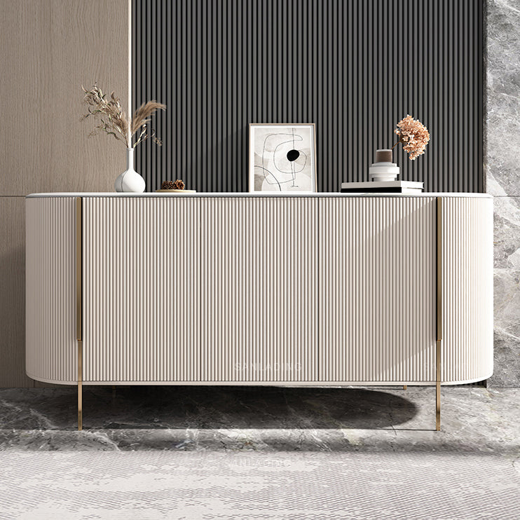 Stone Buffet Table Glam Style Buffet Sideboard Cabinet with Drawers and Cabinets 55"L x 16"W x 35"H White Clearhalo 'buffet_sideboard' 'Buffets & Sideboards' 'furn' 'furn_buffet_sideboard' 'Furniture' 'Kitchen & Dining Furniture' 7029738