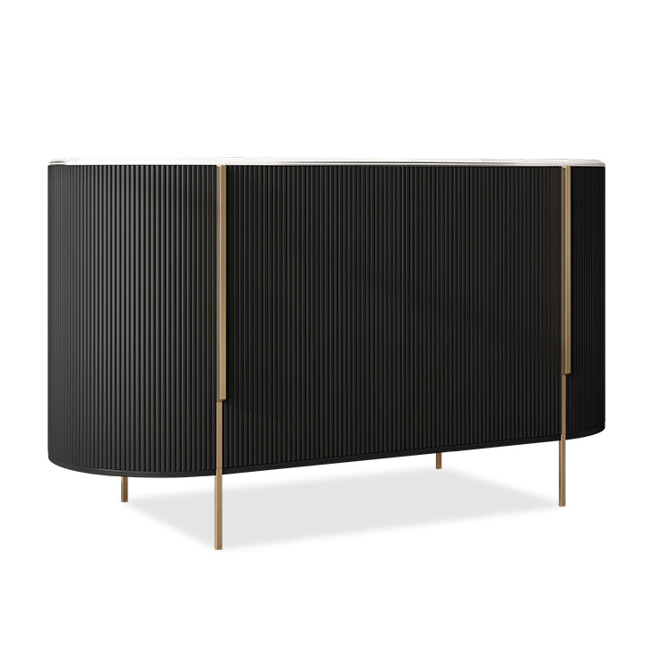 Stone Buffet Table Glam Style Buffet Sideboard Cabinet with Drawers and Cabinets 47"L x 16"W x 35"H Black Clearhalo 'buffet_sideboard' 'Buffets & Sideboards' 'furn' 'furn_buffet_sideboard' 'Furniture' 'Kitchen & Dining Furniture' 7029744