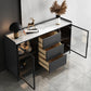 STONE BUFFET SERVER MODERNO MODERN STANTE SCHEDA STRADA DI VETRO con armadi e cassetti