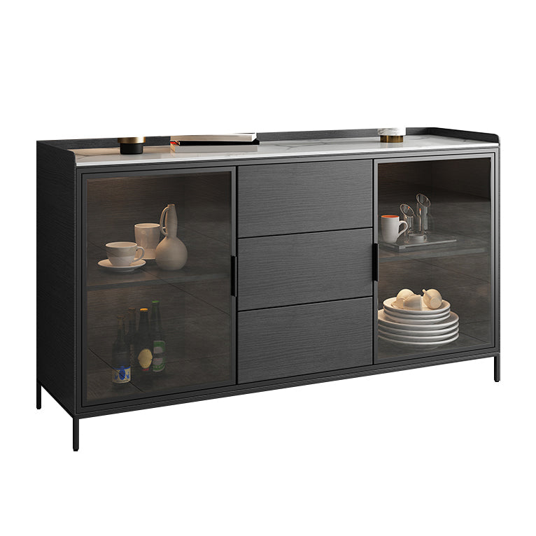 STONE BUFFET SERVER MODERNO MODERN STANTE SCHEDA STRADA DI VETRO con armadi e cassetti