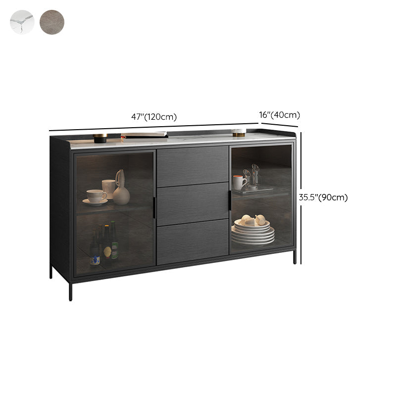 STONE BUFFET SERVER MODERNO MODERN STANTE SCHEDA STRADA DI VETRO con armadi e cassetti