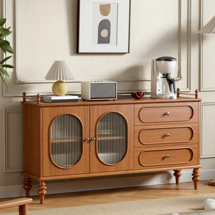 Scheda di vetro in legno in stile moderno Scheda laterale con cassetti e armadi