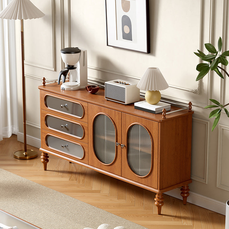 Scheda di vetro in legno in stile moderno Scheda laterale con cassetti e armadi