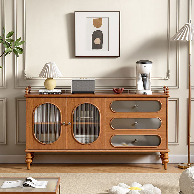 Scheda di vetro in legno in stile moderno Scheda laterale con cassetti e armadi