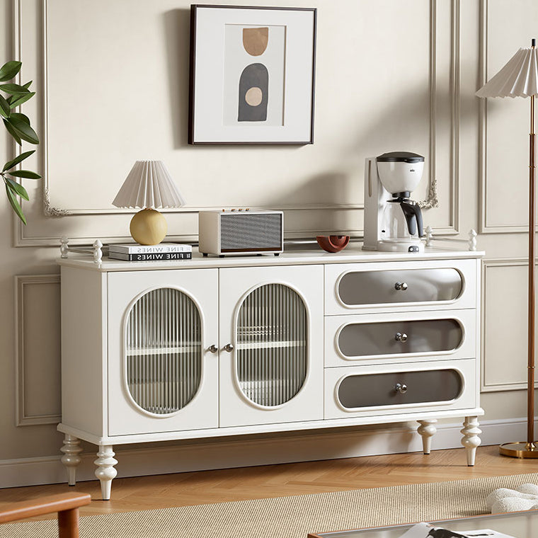 Scheda di vetro in legno in stile moderno Scheda laterale con cassetti e armadi