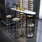 Modern Oval Bar Table Set 1/5 Pcs Stone Top Bar Table and Upholstered Stools 5 Pieces: Table, 4 Black Stools Clearhalo 'Bar Furniture' 'furn' 'furn_home_bar_bar_sets' 'Furniture' 'Home Bars & Bar Sets' 'home_bar_bar_sets' 'Kitchen & Dining Furniture' 7029969