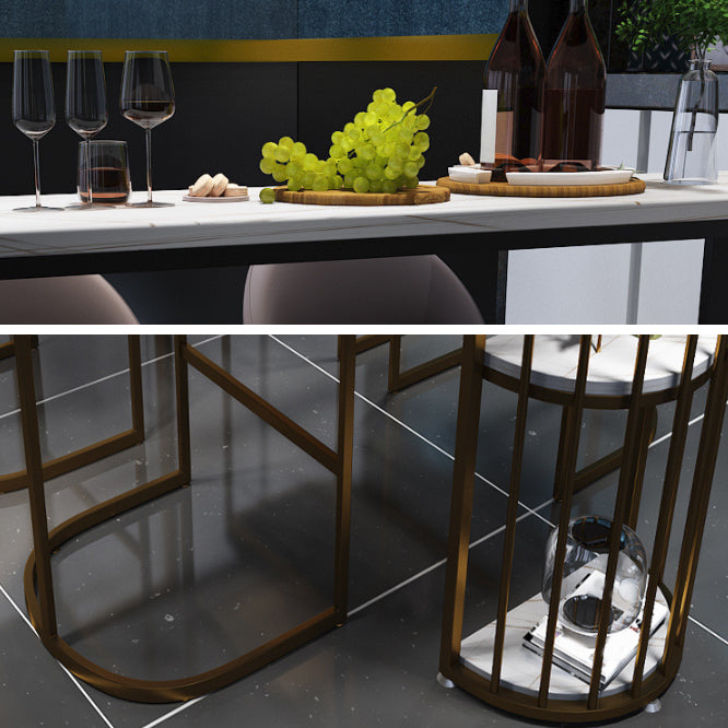 Modern Oval Bar Table Set 1/5 Pcs Stone Top Bar Table and Upholstered Stools Clearhalo 'Bar Furniture' 'furn' 'furn_home_bar_bar_sets' 'Furniture' 'Home Bars & Bar Sets' 'home_bar_bar_sets' 'Kitchen & Dining Furniture' 7029973